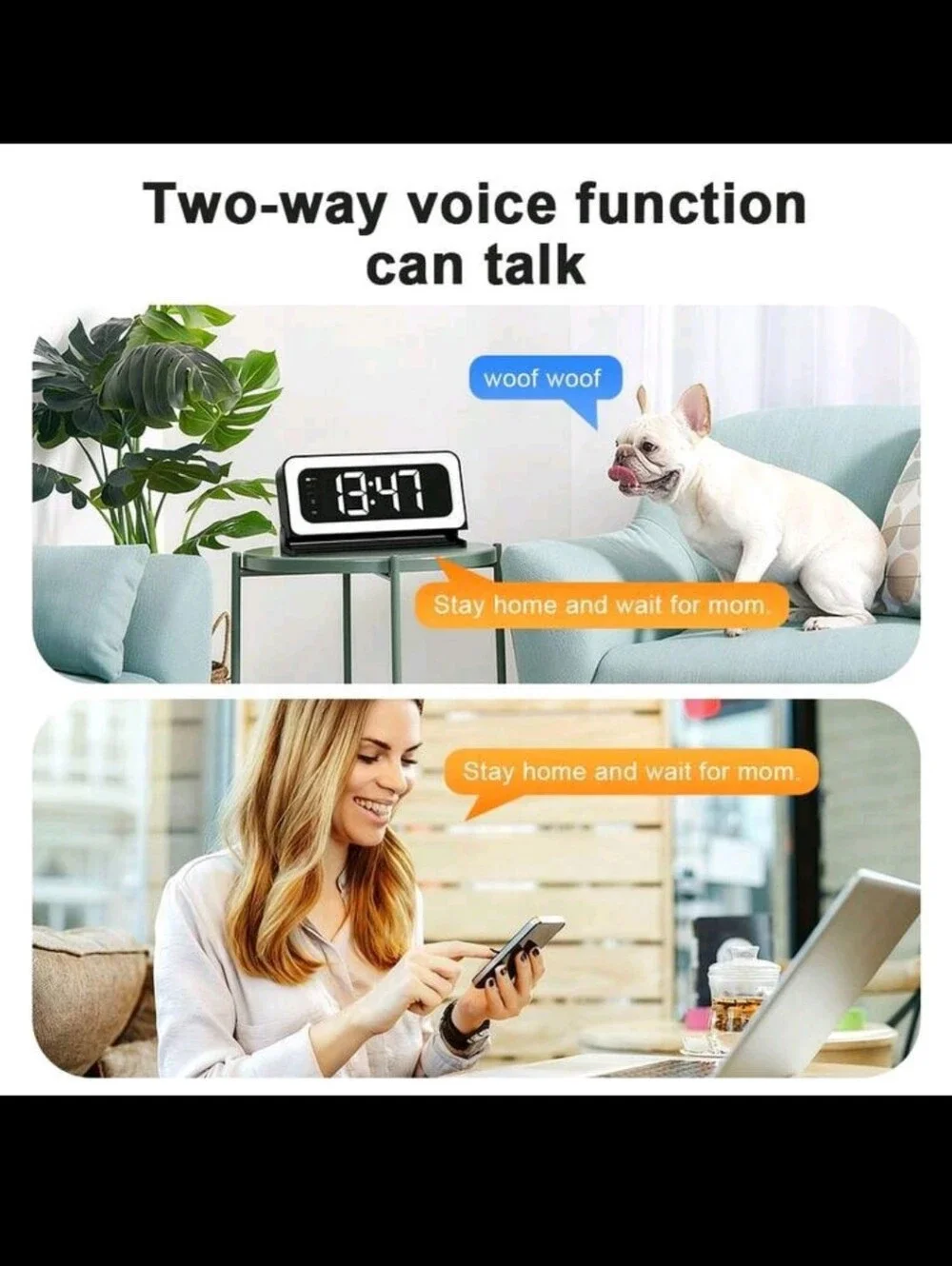 Hidden Camera Alarm Clock with Wi-Fi - Black